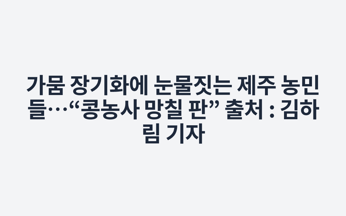 가뭄 장기화에 눈물짓는 제주 농민들…“콩농사 망칠 판”
출처 : 김하림 기자